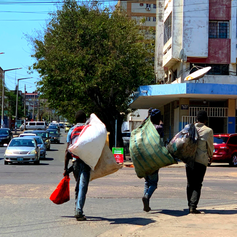 Despite the fact that plastic is a danger to the environment and to public health. There are also many people who have plastics as their source of income. They have collected and marketed the plastic or recycled it into a new use, a situation that reduces plastic pollution.   This photo was taken in Maputo City, Mozambique in November 2021.