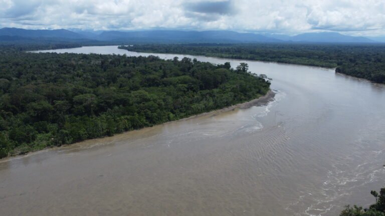 The Kampankias Mountains and Santiago River in Peru's norther Amazon, ancestral home of the Wampis Nation, Peru's first Indigenous Amazonian people to declare their territory an autonomous Indigenous nation.