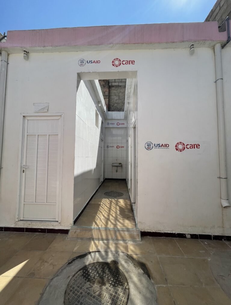 Latrine with USAID logo on it