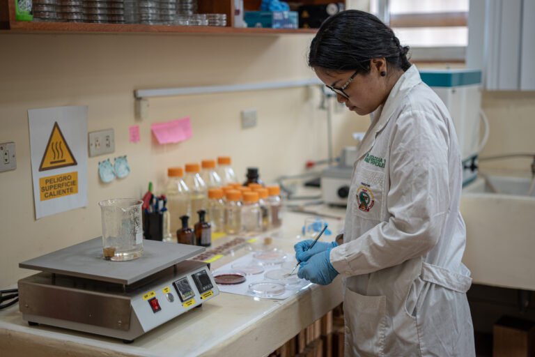 A student works in a lab.
